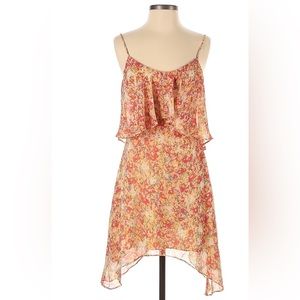 BCBG Generation Orange Floral Assymetrical Flowy Spring Dress